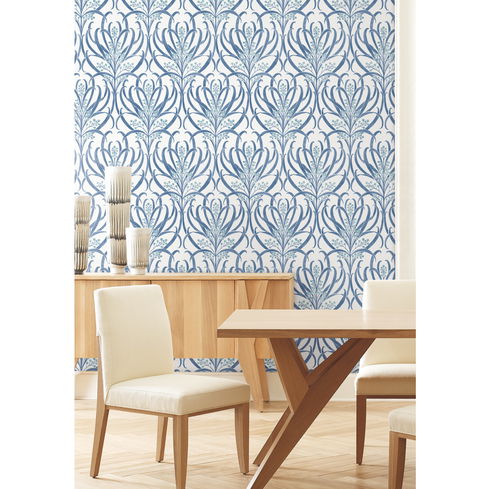 Calluna White & Blue Metallic Wallpaper