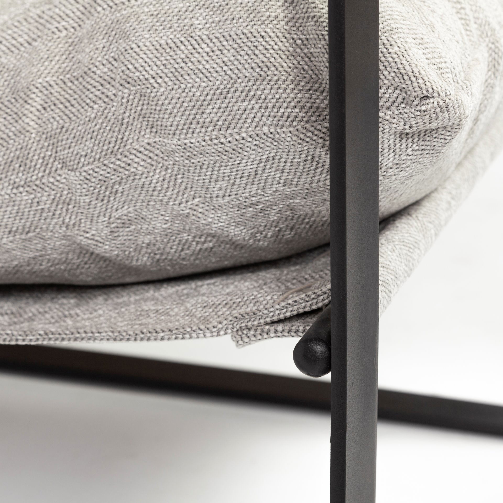 Guilia Frost Gray With Metal Frame Sling Accent Chair, by Mercana, 26.77" length x 34.88" width x 29.96" height View 10