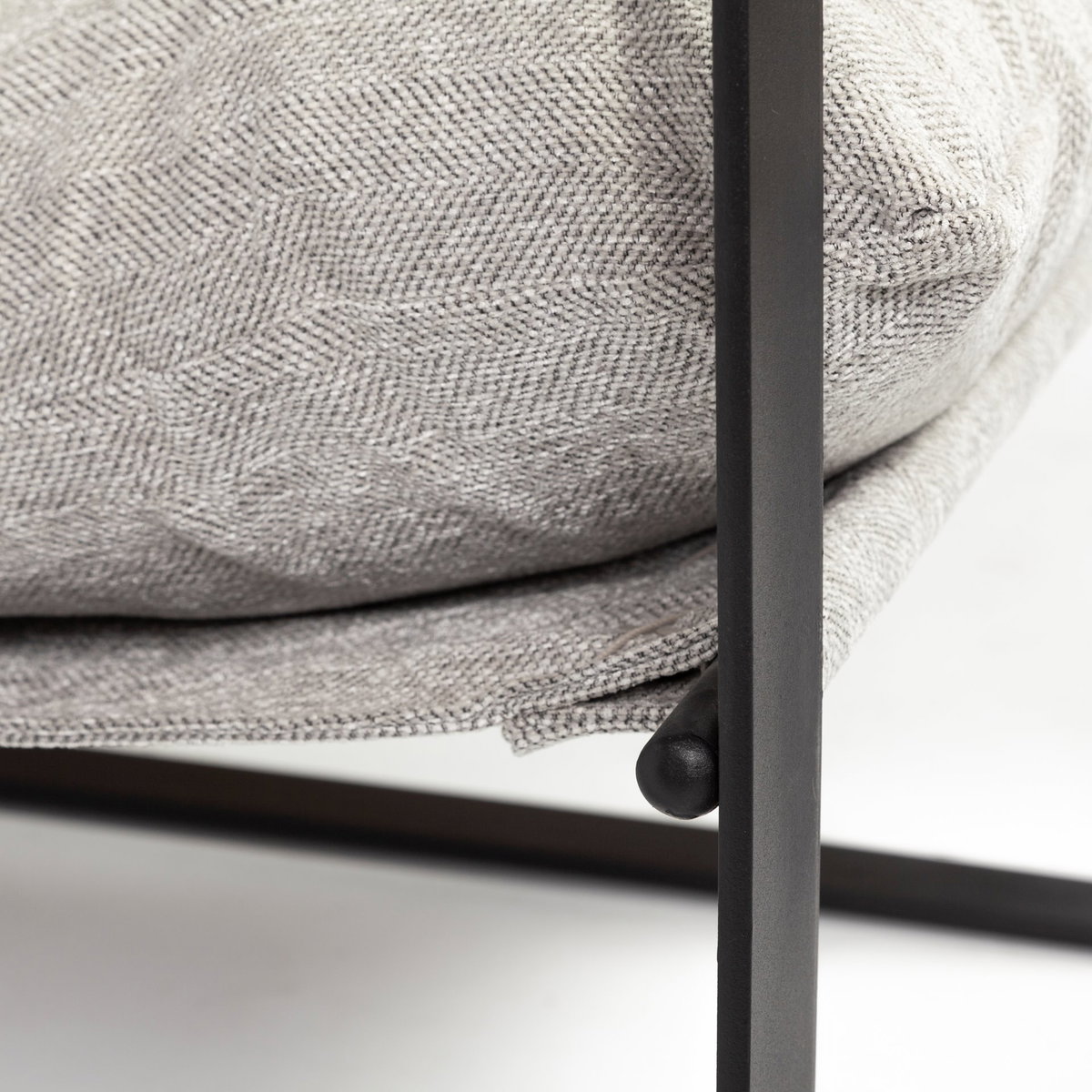 Guilia Frost Gray With Metal Frame Sling Accent Chair, by Mercana, 26.77" length x 34.88" width x 29.96" height View 10