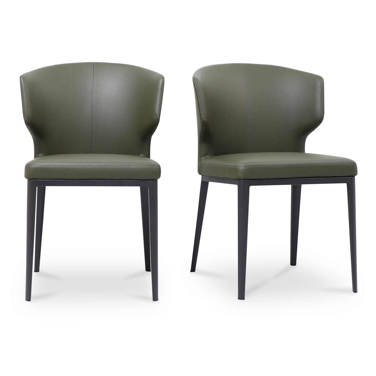 Delaney Dining Chair Dark Green-set Of Two, by Moe's Home, 20.1" width x 30.7" height x 21.7" depth View 1