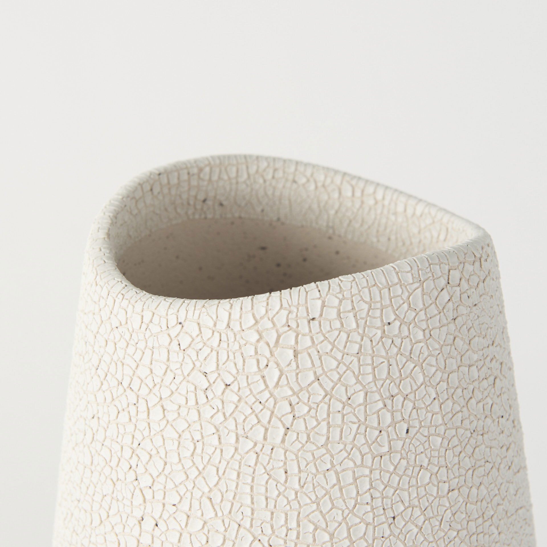 Salar  Cream Conical Crackled Ceramic Vase, by Mercana, 5.91" length x 5.91" width x 13.98" height View 5