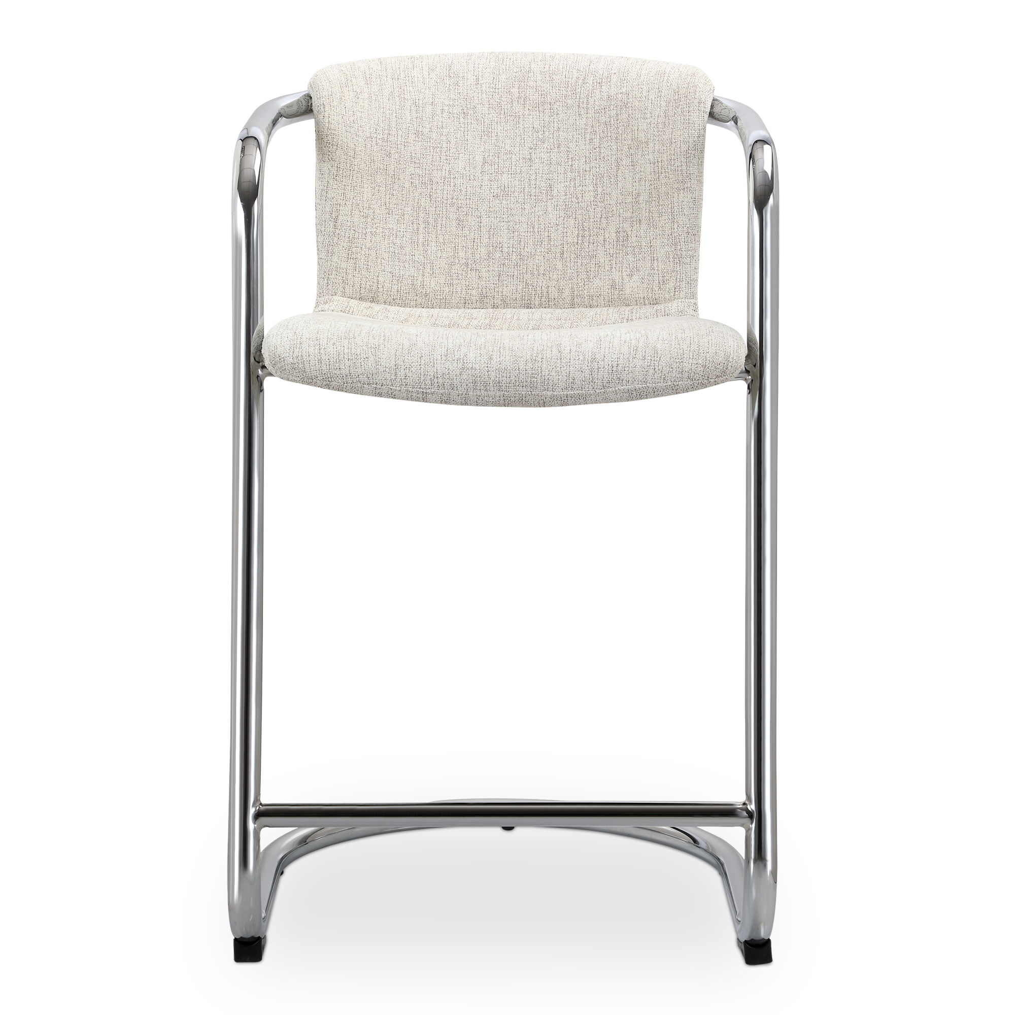 Freeman Chrome Frame Counter Stool Blended Cream - Set Of Two, Counter & Bar Stool by Moe's Home, 22" width x 36" height x 24" depth View 2