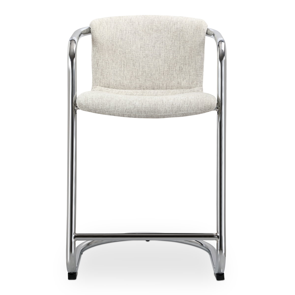 Freeman Chrome Frame Counter Stool Blended Cream - Set Of Two, Counter & Bar Stool by Moe's Home, 22" width x 36" height x 24" depth View 2