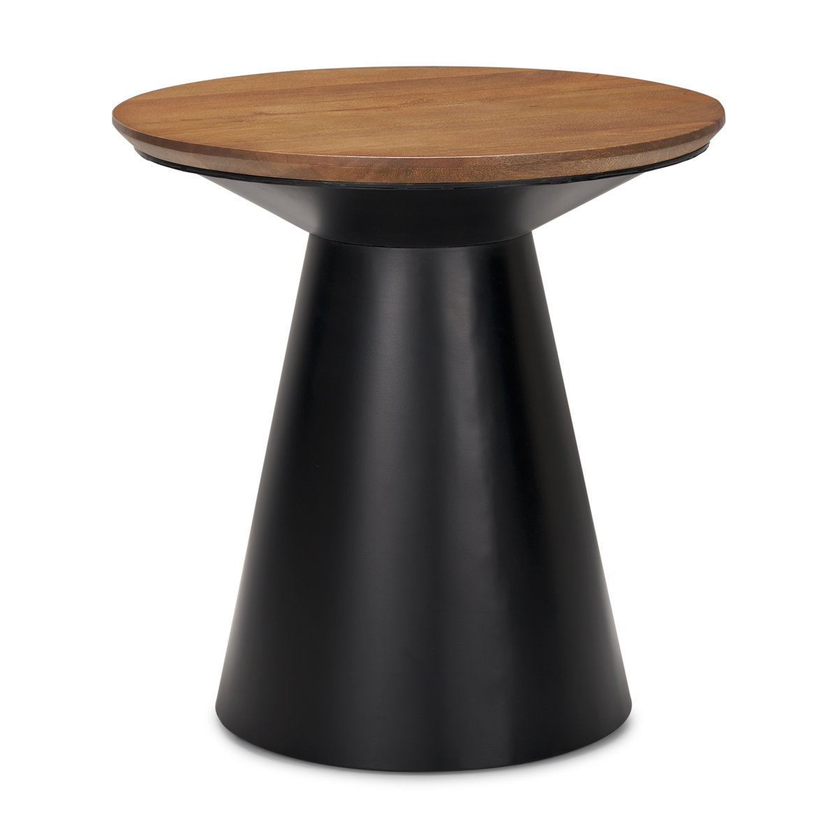Mitchell 22.0L x 22.0W x 23.0H Black Metal Pedetal Base with Brown Wood Top Side Table, Side & End Table by Mercana, 22" length x 22" width x 22.5" height View 1
