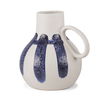 Truett White with Blue Stripes Ceramic Jug Vase, Decorative Jar by Mercana, 10.43" length x 8.66" width x 10.04" height thumbnail 1