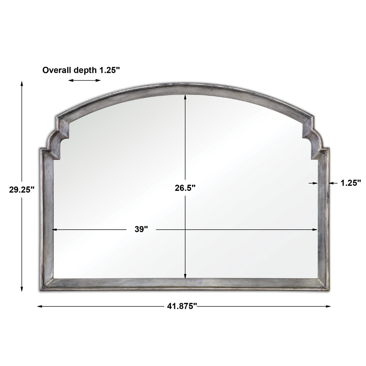 Via Della Silver Mirror, by Uttermost, 41.87" width x 29.25" height x 1.25" depth View 3