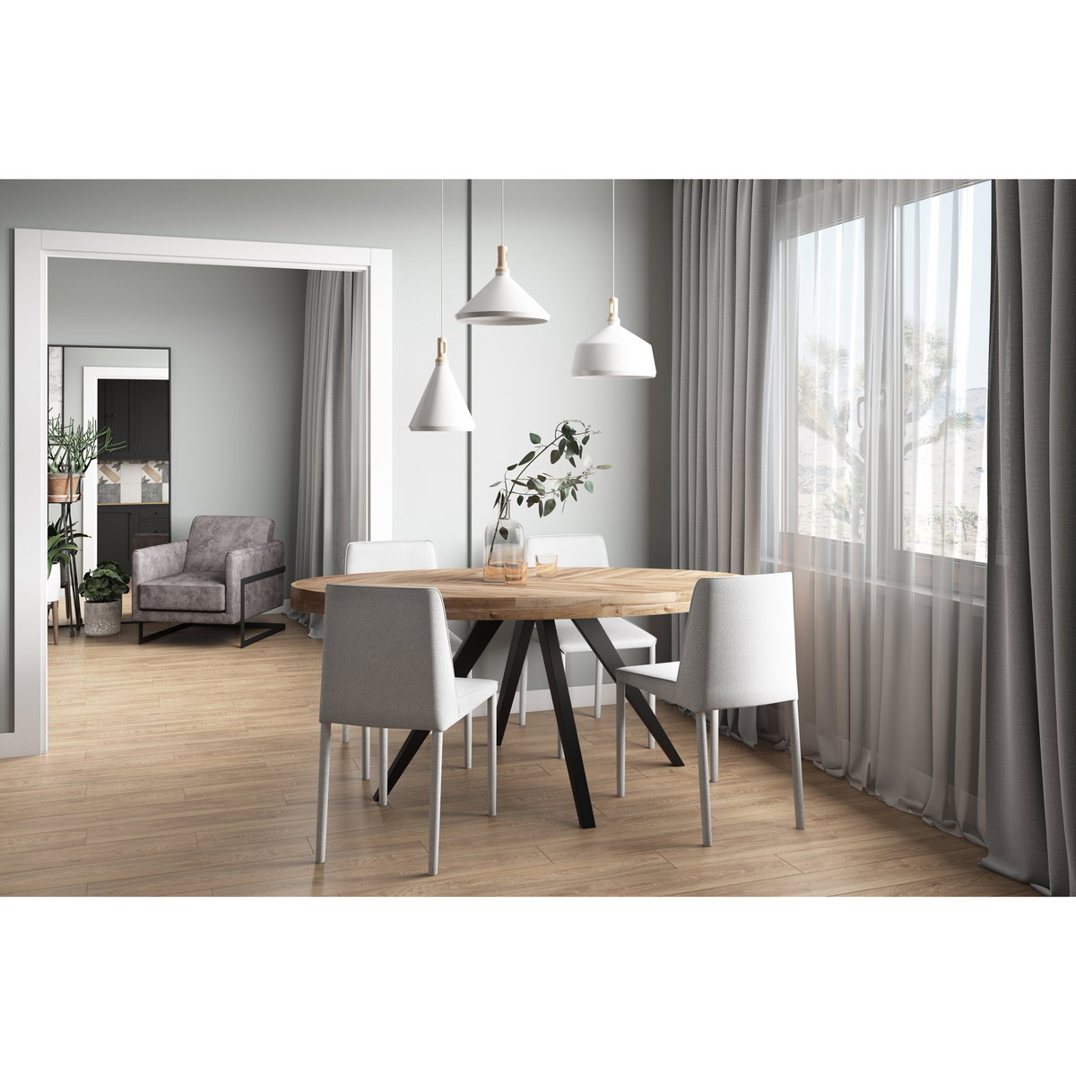 Parq Oval Dining Table Amber, by Moe's Home, 72" width x 30.5" height x 42.5" depth View 17