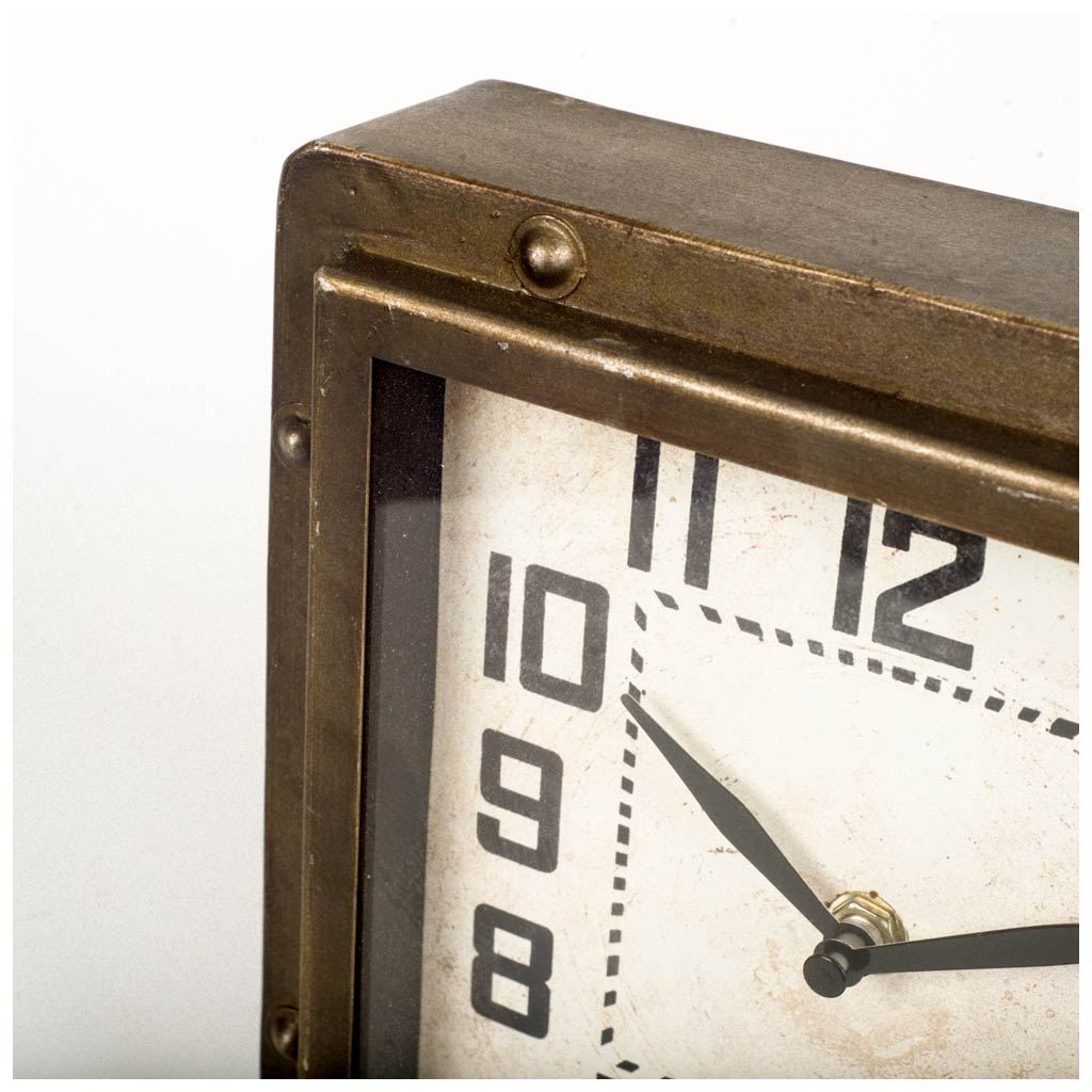 Redding Bronze Toned Metal Square Table Clock, by Mercana, 2.5" length x 8.25" width x 8.5" height View 4