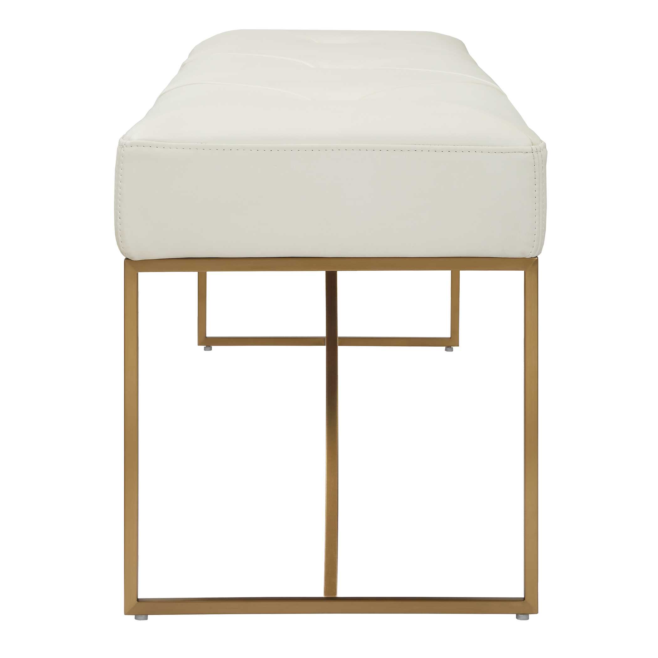 Swale Ivory Leather Bench, Furniture by Uttermost, 53" width x 19" height x 16" depth View 6