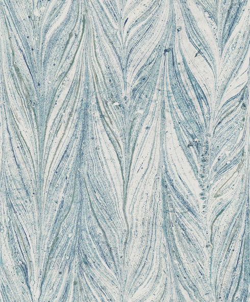 Ebru Marble Blue Metallic Wallpaper