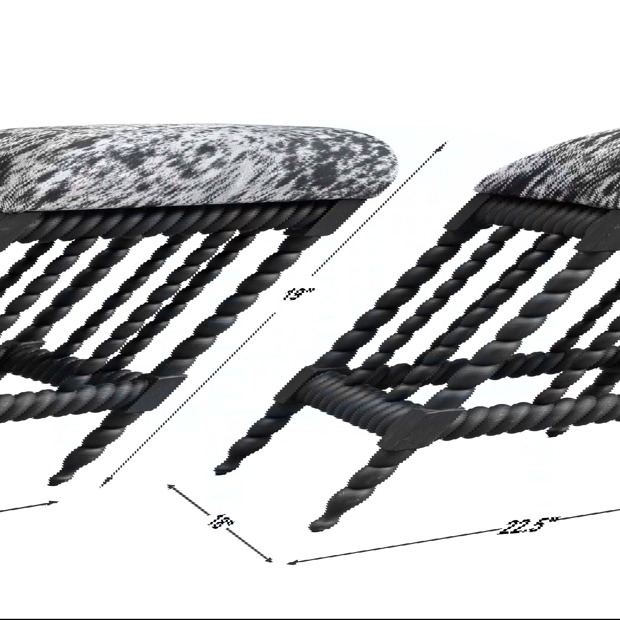Rancho Faux Cow Hide Small Bench large image 