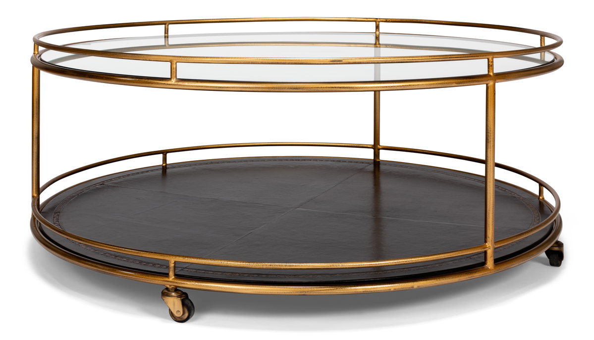 Trolley Round Cocktail Table, by Sarreid, 3'6" length x 3'6" width x 1'5" height View 6