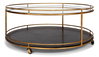 Trolley Round Cocktail Table, by Sarreid, 3'6" length x 3'6" width x 1'5" height thumbnail 6