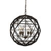 Dyson II (22.5'D) Black Metal Triangular Orb Four Bulb Chandelier, by Mercana, 22.5" length x 22.5" width x 22.5" height thumbnail 1
