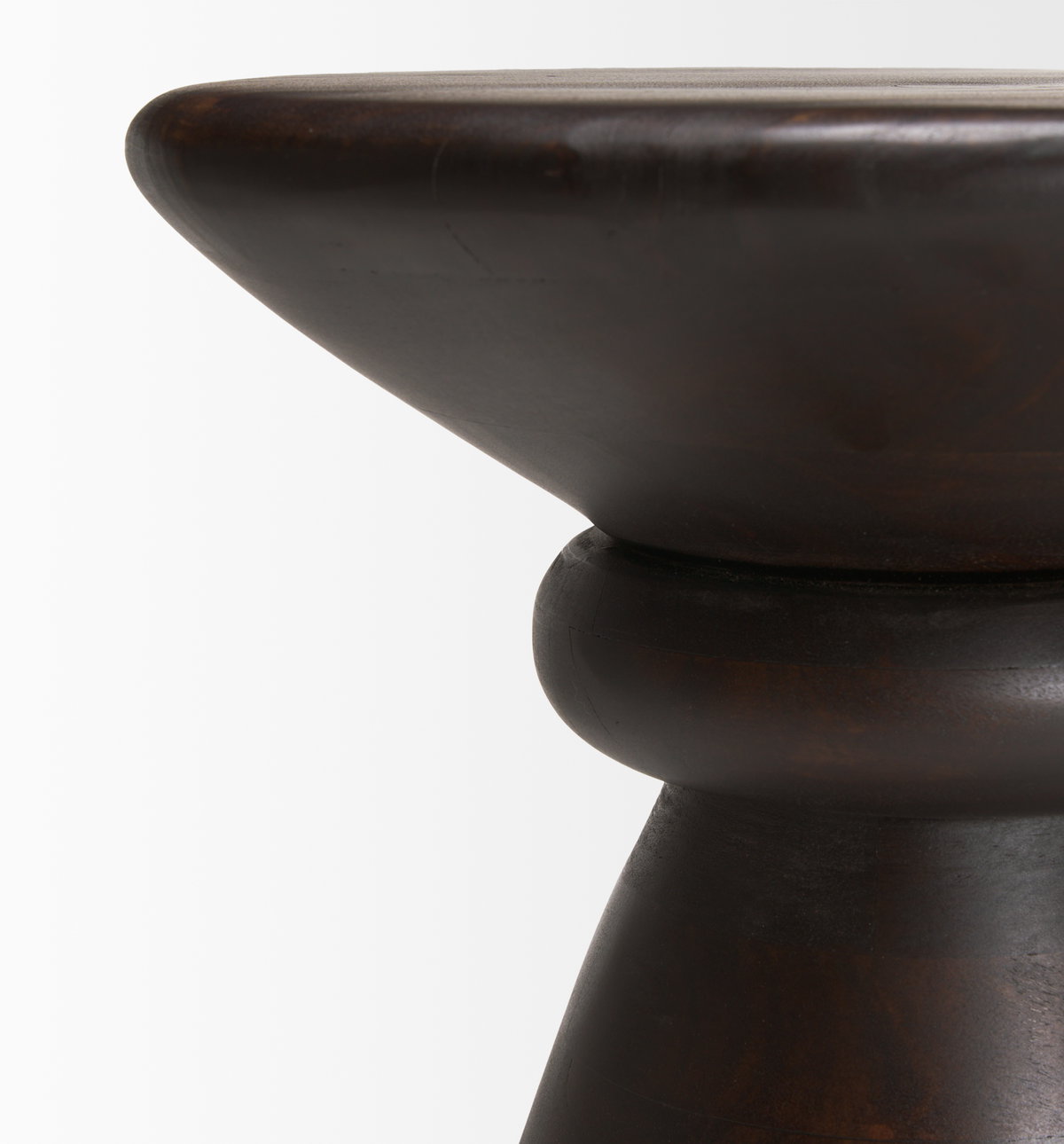 Palmera Dark Brown Wood Pedestal Accent Table, Side & End Table by Mercana, 16" length x 16" width x 17.5" height View 8