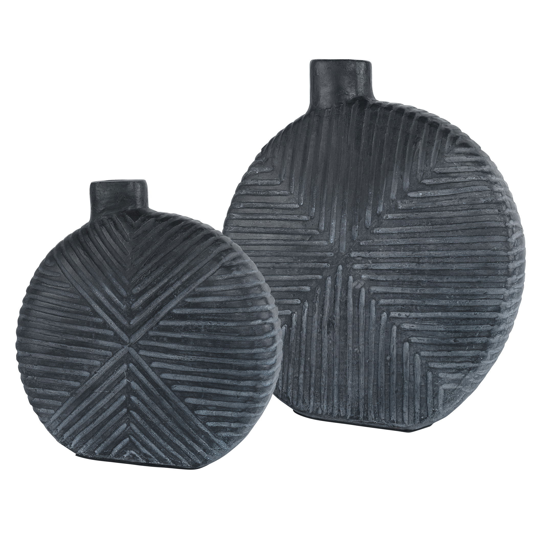 Viewpoint Aged Black Vases Set/2, Decorative by Uttermost, 13.5" width x 15.5" height x 4.5" depth View 1