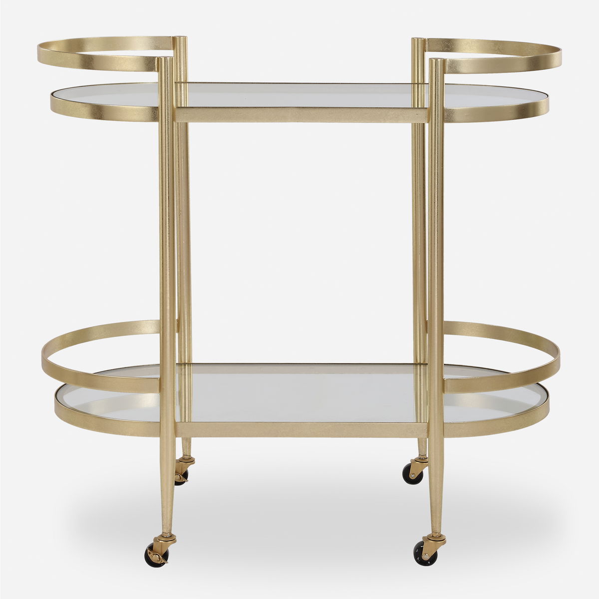 Isabelle Gold Bar Cart, Bar Carts & Cabinet by Uttermost, 33.5" width x 32" height x 17.75" depth View 1