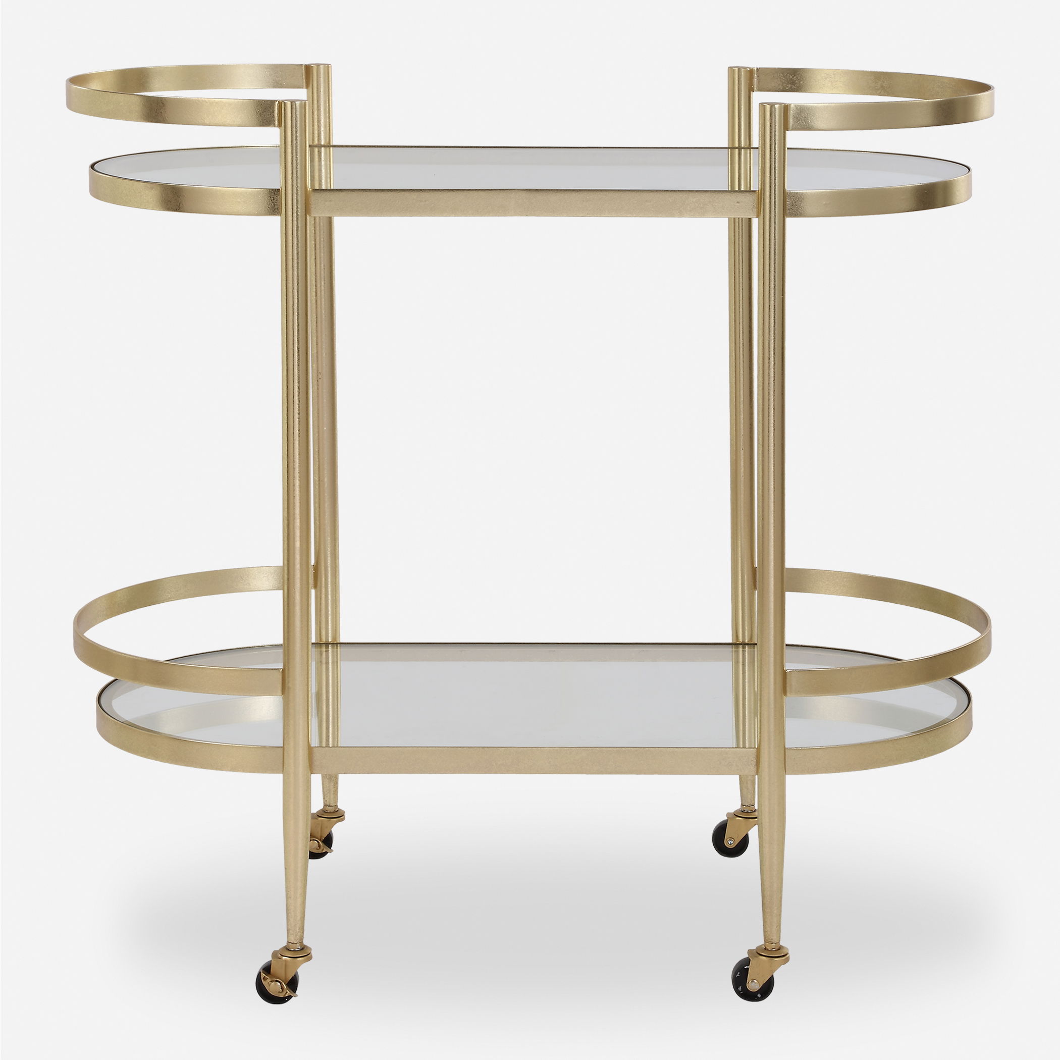 Isabelle Gold Bar Cart, Furniture by Uttermost, 33.5" width x 32" height x 17.75" depth View 1