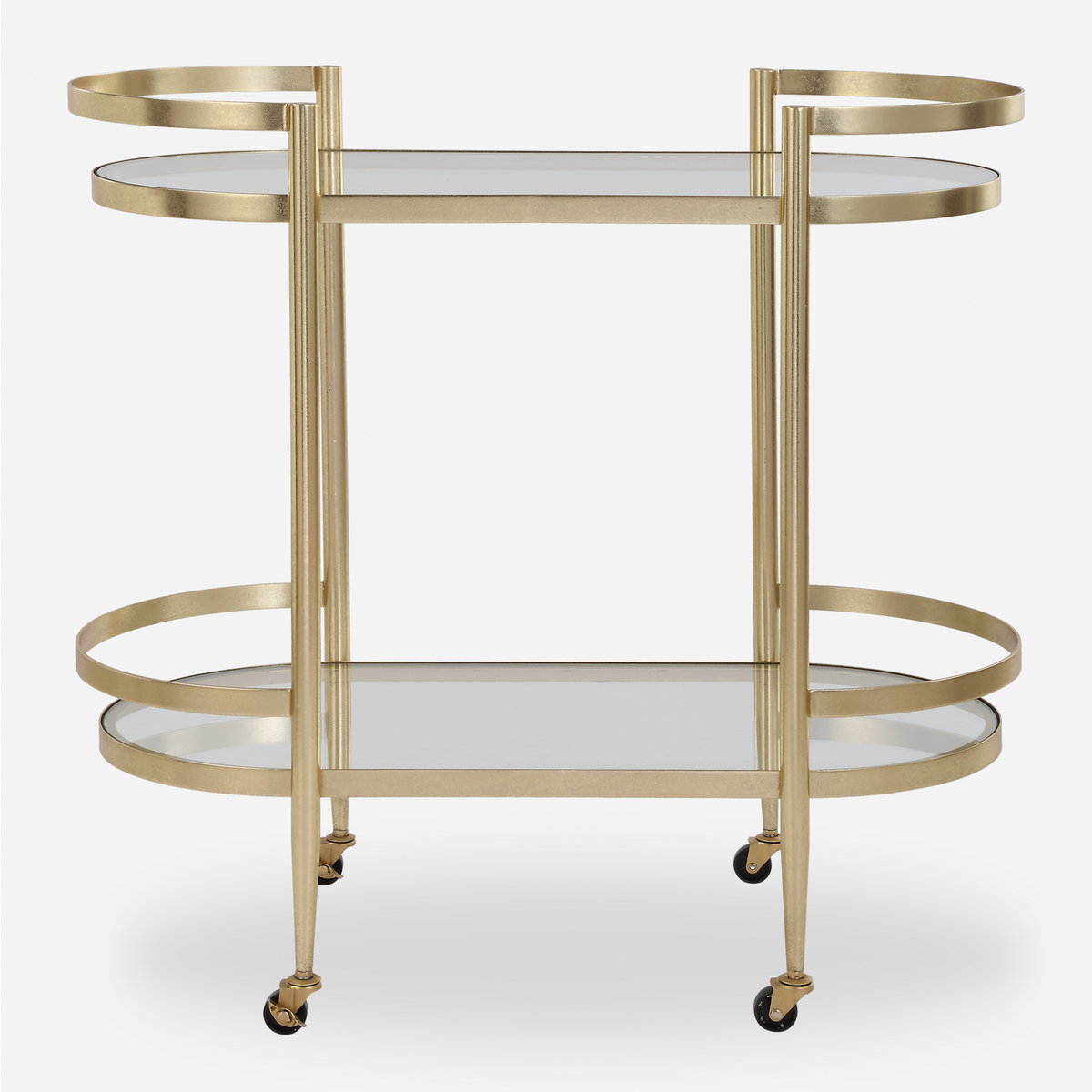Isabelle Gold Bar Cart, by Uttermost, 2'9.5" width x 2'8" height x 1'5.75" depth View 1