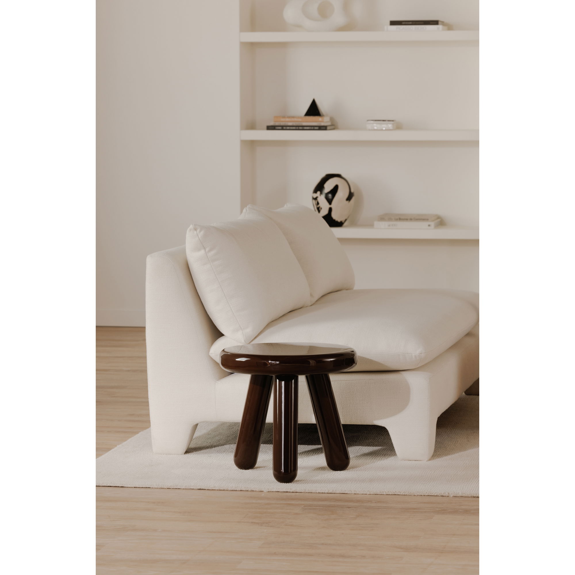 Joy Accent Table Deep Red Lacquer, Side & End Table by Moe's Home, 19" width x 18" height x 19" depth View 8