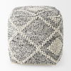 Ekiya   Black/White Yarn and Wool Patterened Pouf, Ottoman by Mercana, 16" length x 16" width x 16" height thumbnail 6