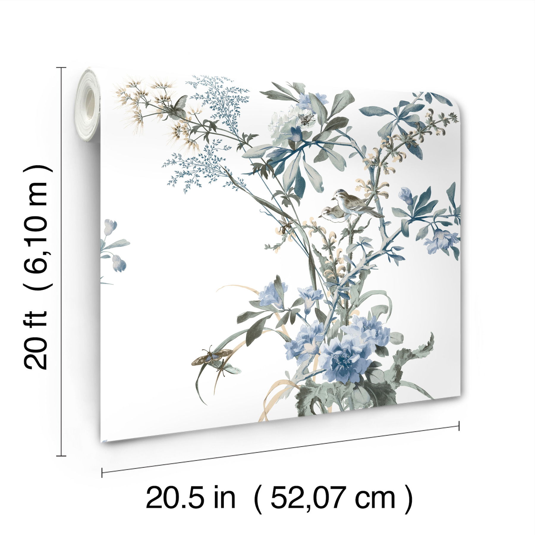 Wild Flowers Jade Peel & Stick Wallpaper large image 