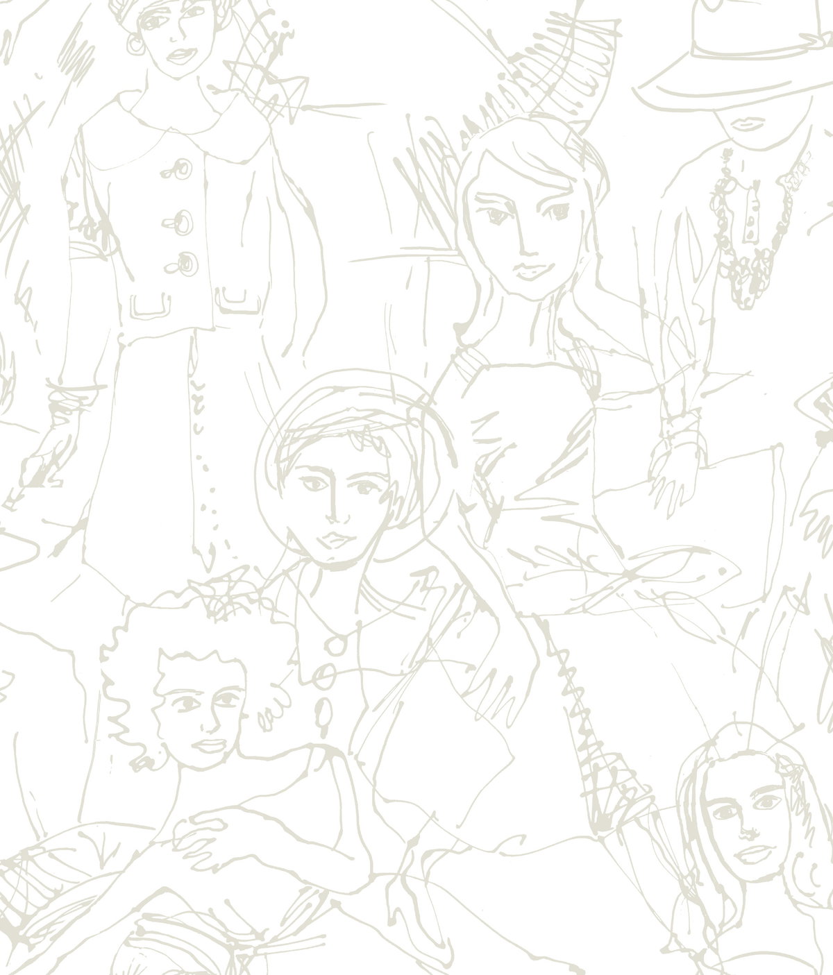 Vogue Sketches Taupe Peel & Stick Wallpaper, by York Wall, 16'6" length x 1'8.5" width x 0.02" depth