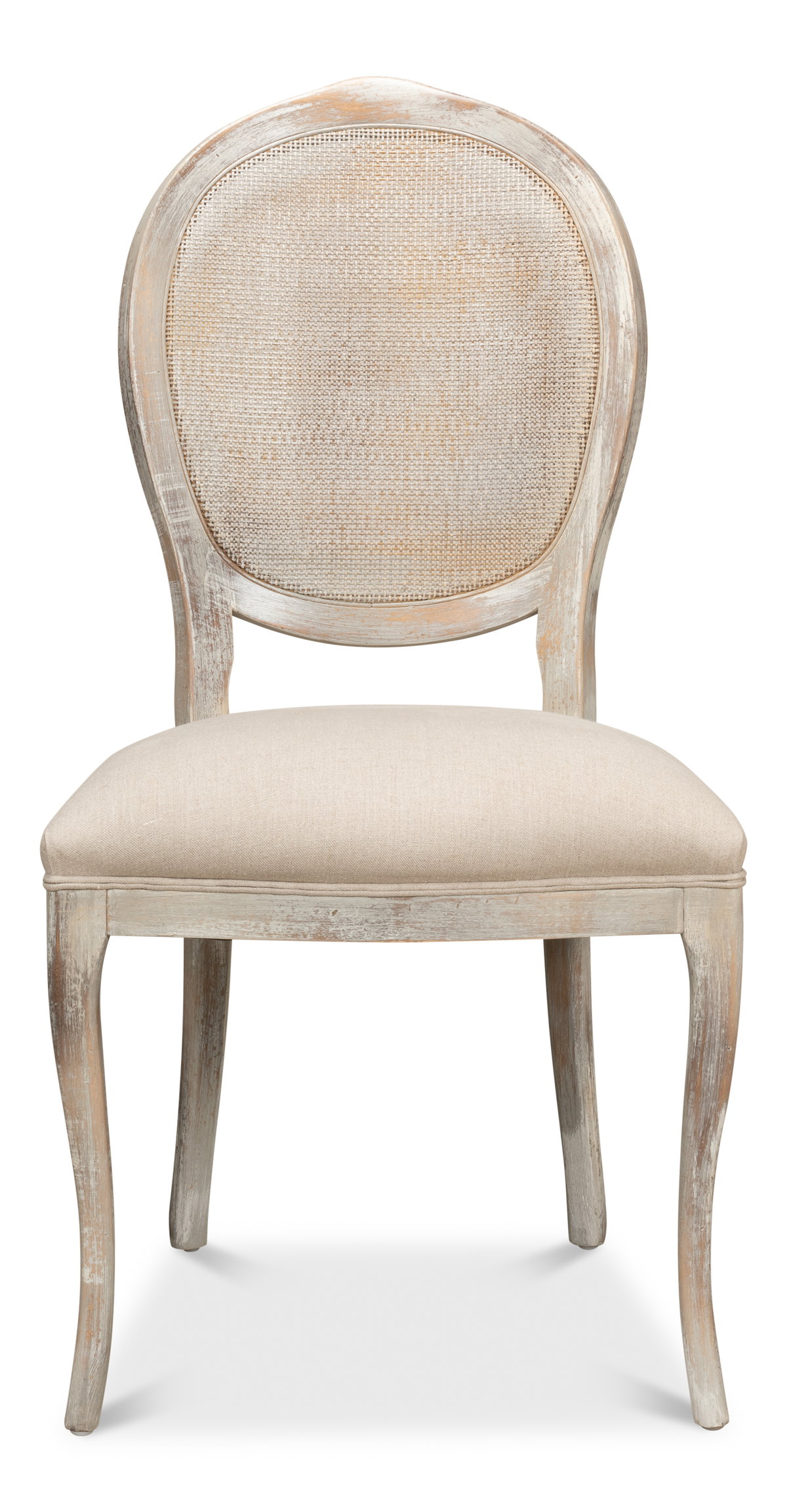 Oval Cane Back S/Chair  Grey Oak  Flax, by Sarreid, 2' length x 1'9" width x 3'5" height View 2