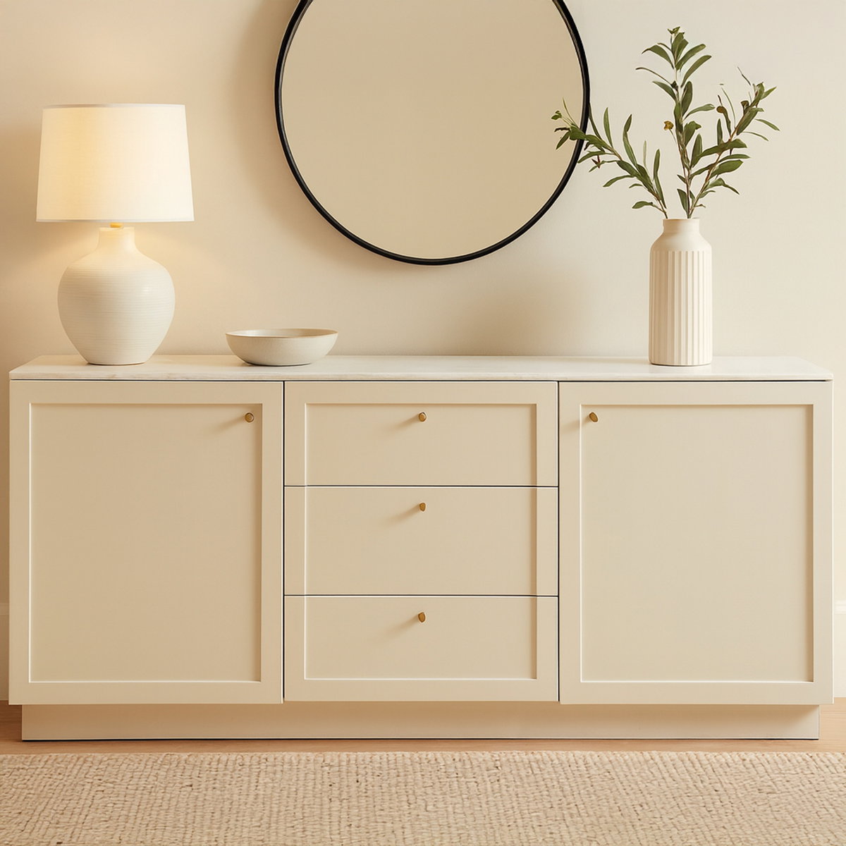 Nadine Sideboard Cream, Cabinets & Sideboard by Moe's Home, 78" width x 33" height x 20" depth View 9