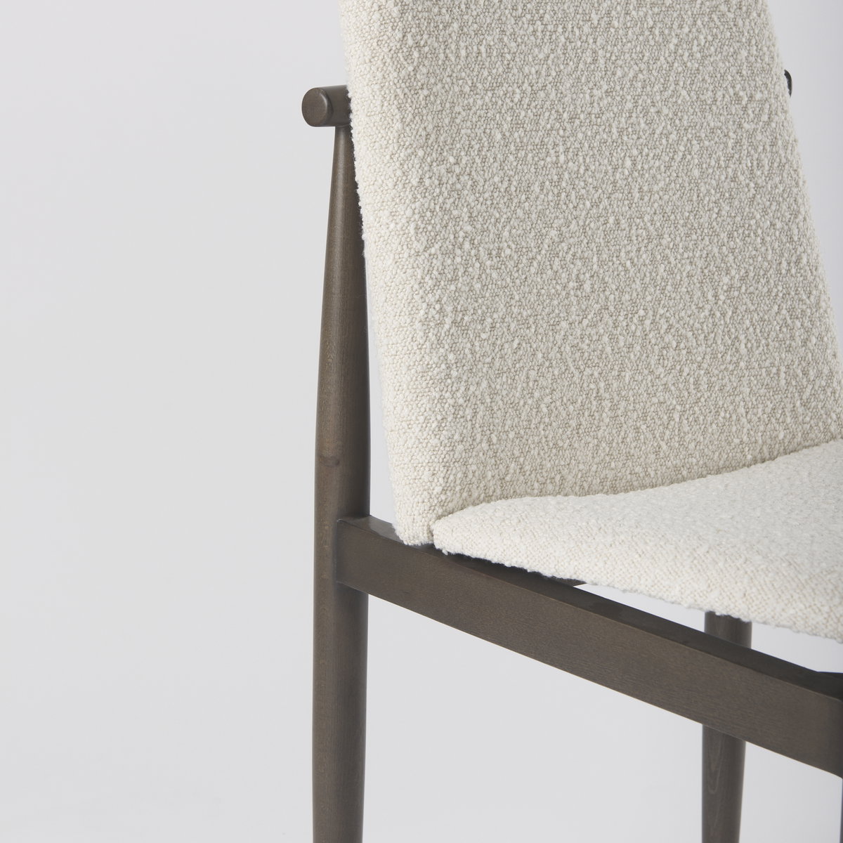 Cavett Curved Back Dining Side Chair | Cream Boucle with Dark Wood, Dining Chair by Mercana, 18" length x 25" width x 33.46" height View 12
