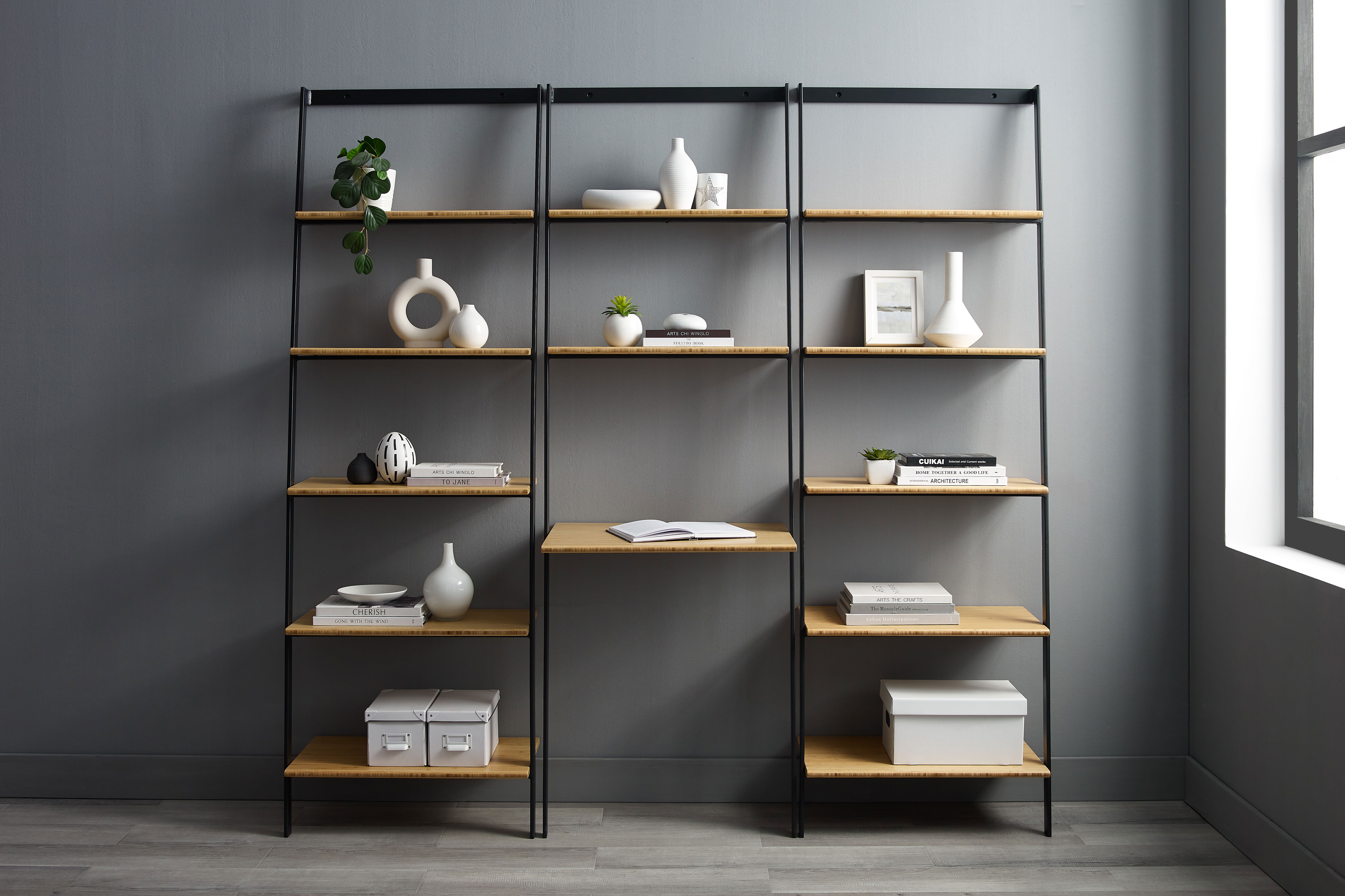 Santa Cruz Leaning Desk, Wheat, File Storage by Greenington, 25.2" length x 19" width x 76" height View 6