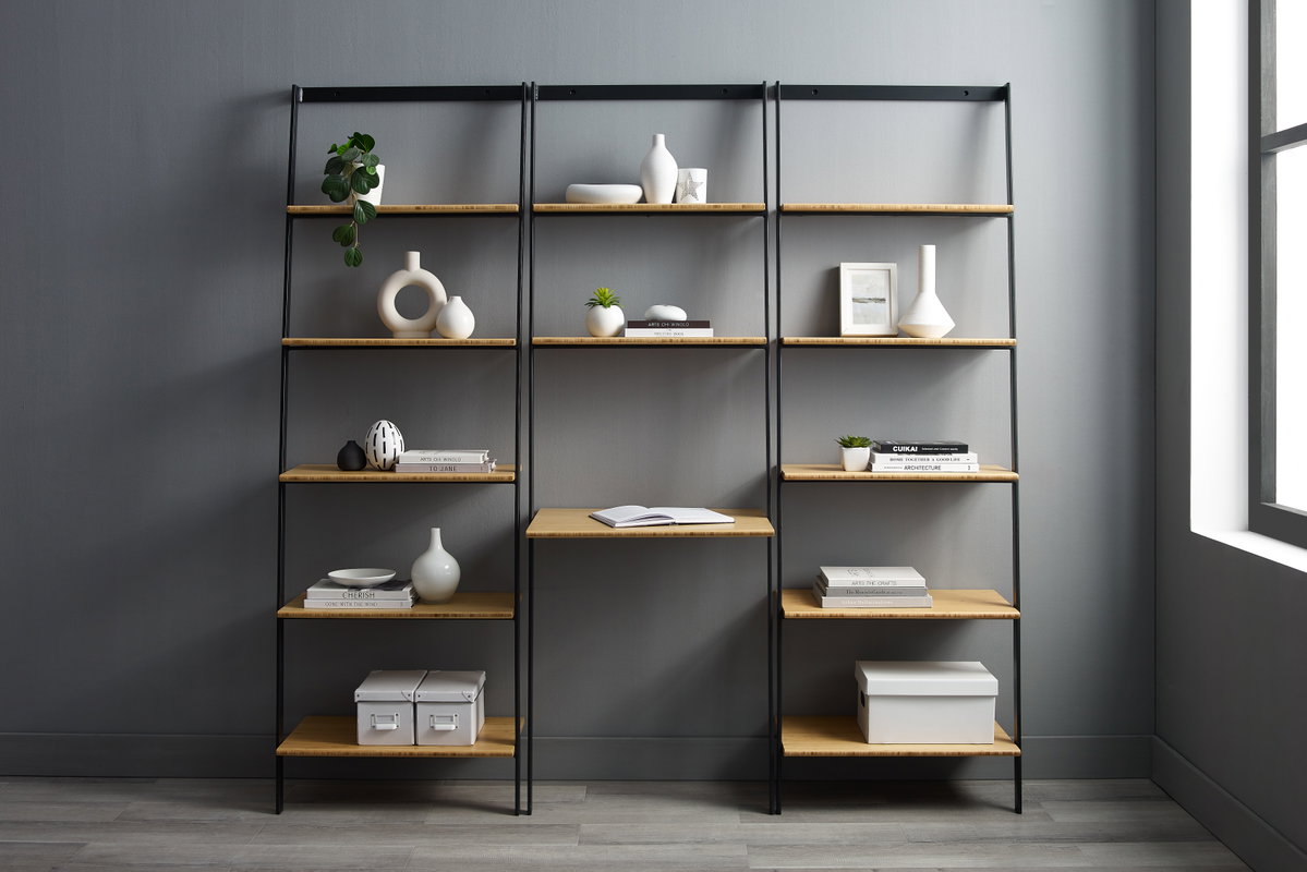 Santa Cruz Leaning Desk, Wheat, Shelving & Bookcase by Greenington, 25.2" length x 19" width x 76" height View 6