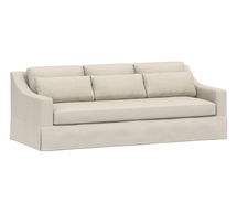 Online Designer Other York Slope Arm Slipcovered Deep Seat Grand Sofa 95" 3-Seater with Bench Cushion, Down Blend Wrapped Cushions, Twill Cream