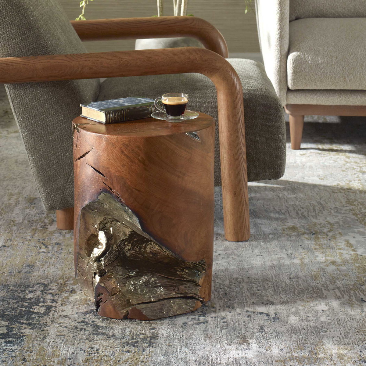 Rafe Wooden Accent Stool, Side & End Table by Uttermost, 13.5" width x 18" height x 13.5" depth View 4