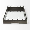Elio  Gun Metal Gray Metal with Studs and Mirrored Bottom Rectangle Tray thumbnail 3