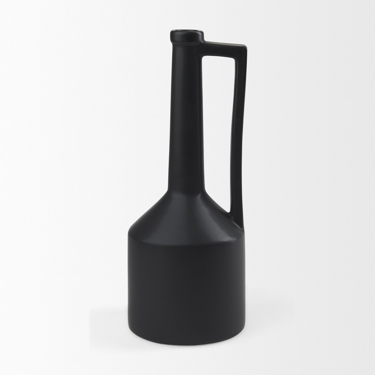 Burton 17.1H Large Matte Black Ceramic Jug Vase, Decorative Jar by Mercana, 6.1" length x 6.1" width x 15.55" height View 5