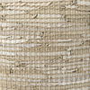 Aalia  Beige Leather and Jute Pouf, Ottoman by Mercana, 16" length x 16" width x 16" height thumbnail 7