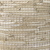 Aalia  Beige Leather and Jute Pouf, Ottoman by Mercana, 16" length x 16" width x 16" height thumbnail 9