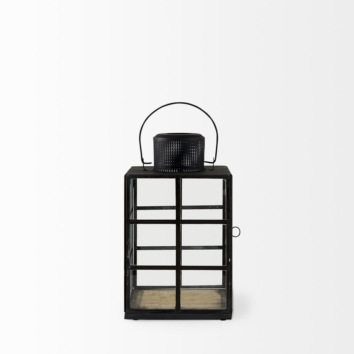 Gamfield   Small Black Metal and Glass Lantern, Lighting by Mercana, 6.1" length x 6.1" width x 10.63" height View 6