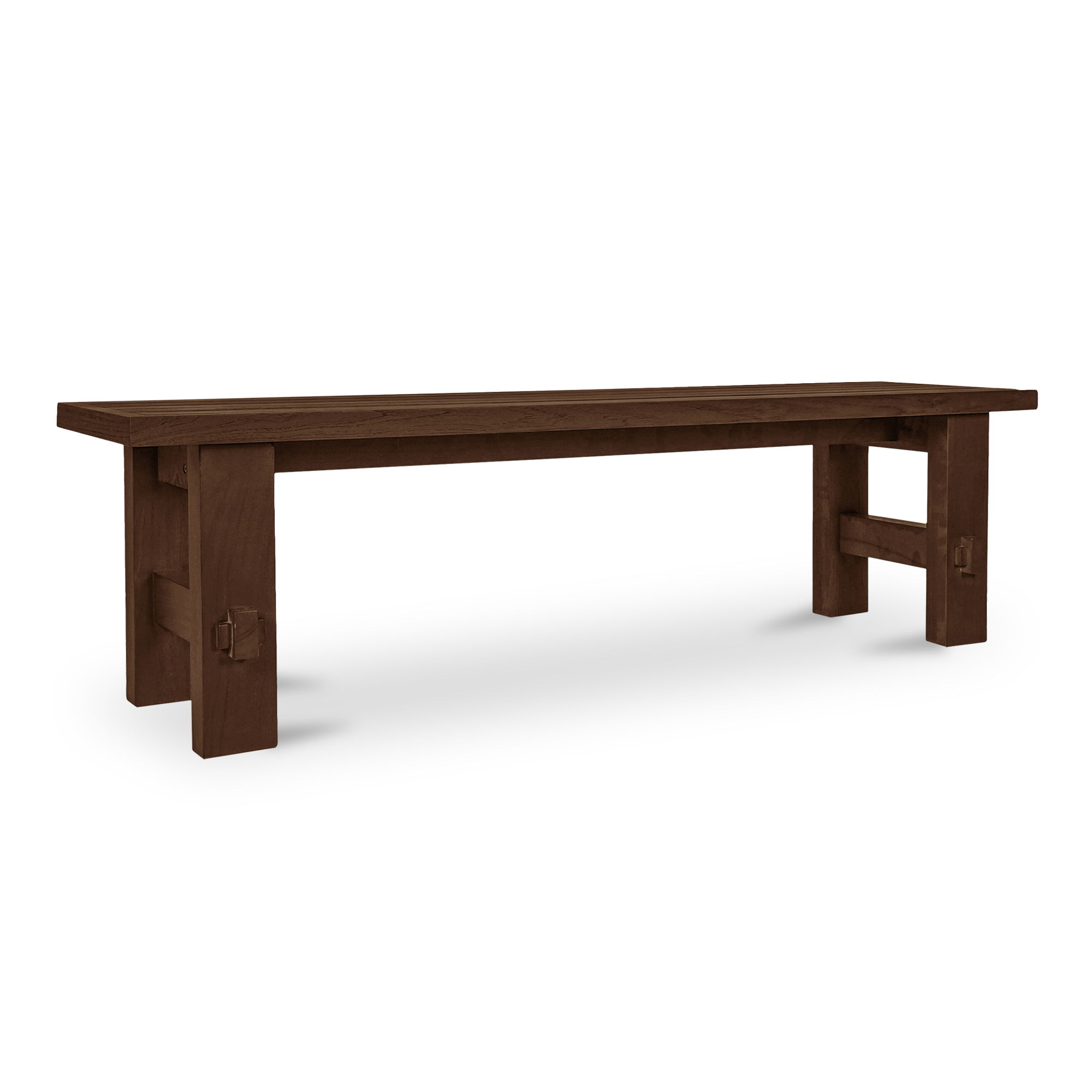 Esmond Outdoor Dining Bench Brown, Benche by Moe's Home, 64" width x 18" height x 16" depth View 3