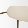 Parker Curved Back Dining Arm Chair | Cream Fabric with Gold Metal, Dining Chair by Mercana, 21.5" length x 21.1" width x 29" height thumbnail 11