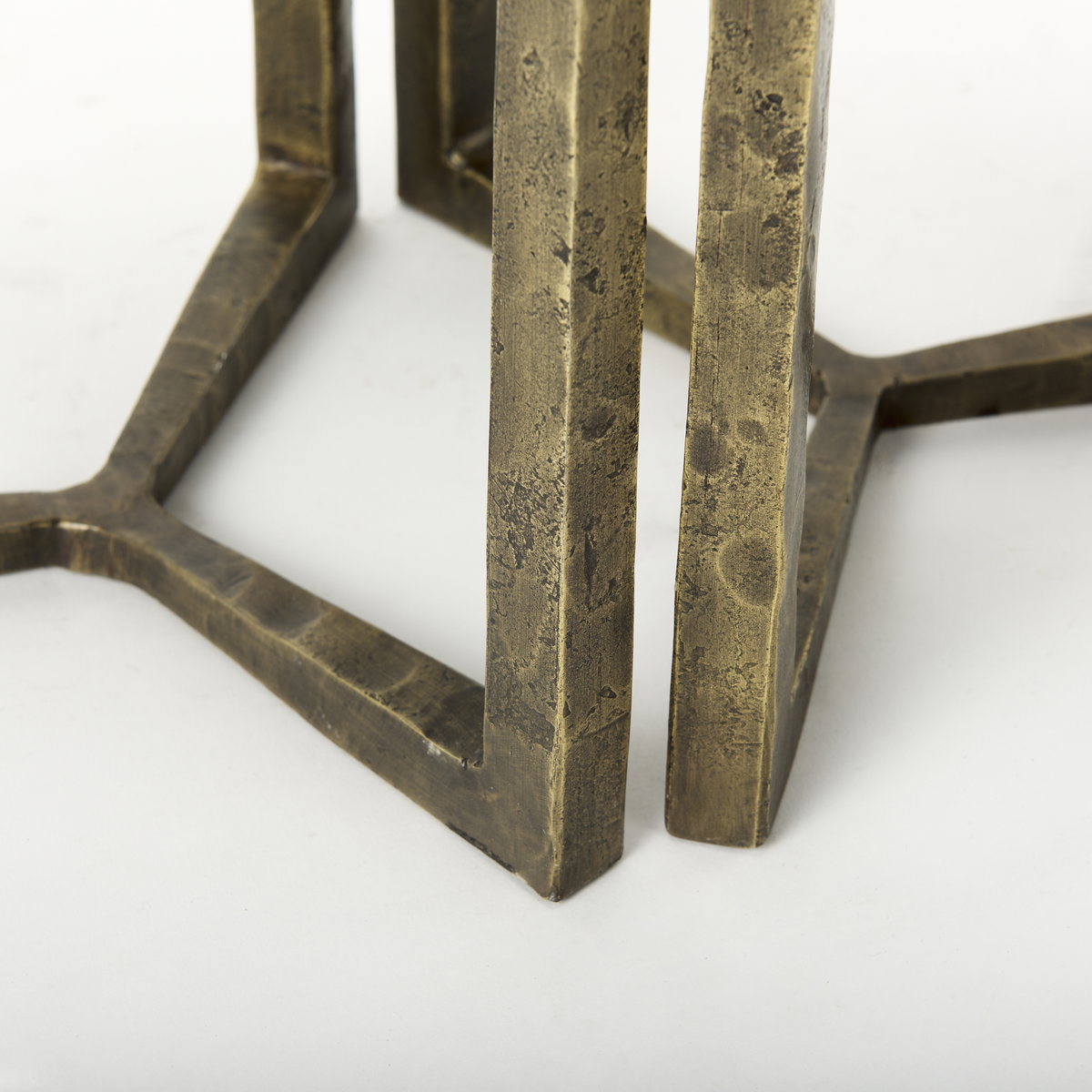 Atticus Black Wood and Antiqued Gold Metal Nesting Accent Tables (Set of 2), Side & End Table by Mercana, 13.25" length x 13.25" width x 24" height View 9