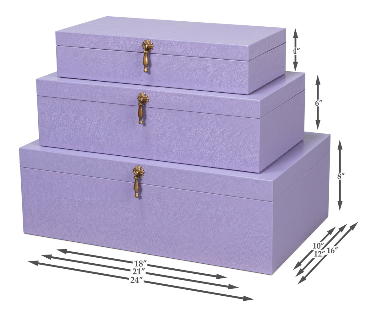 Cosmos Nesting Boxes S/3 Lilac, by Sarreid, 1'4" length x 2' width x 8" height View 13