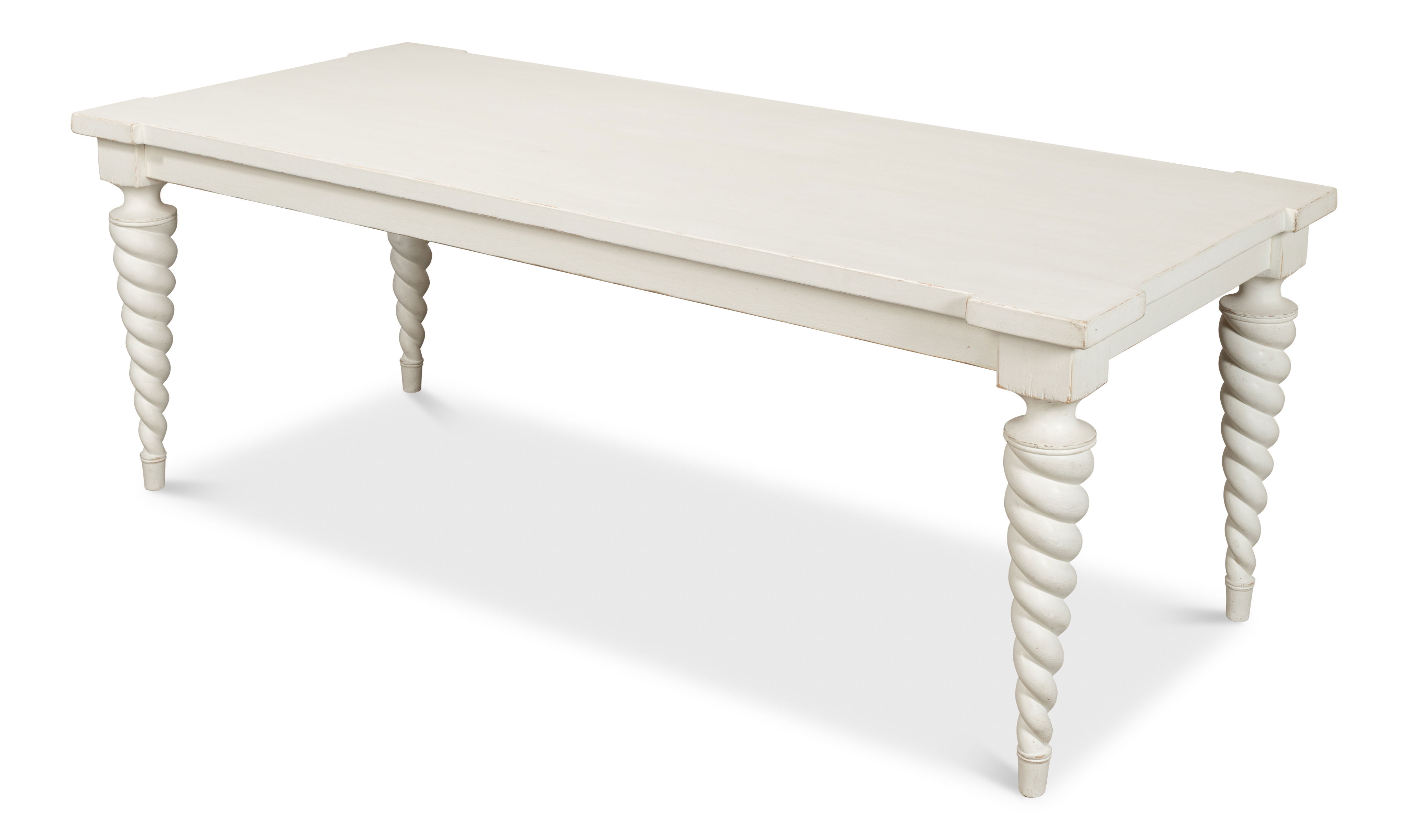 Teagan Dining Table, Antique White, by Sarreid, 85" length x 37" width x 30" height View 10