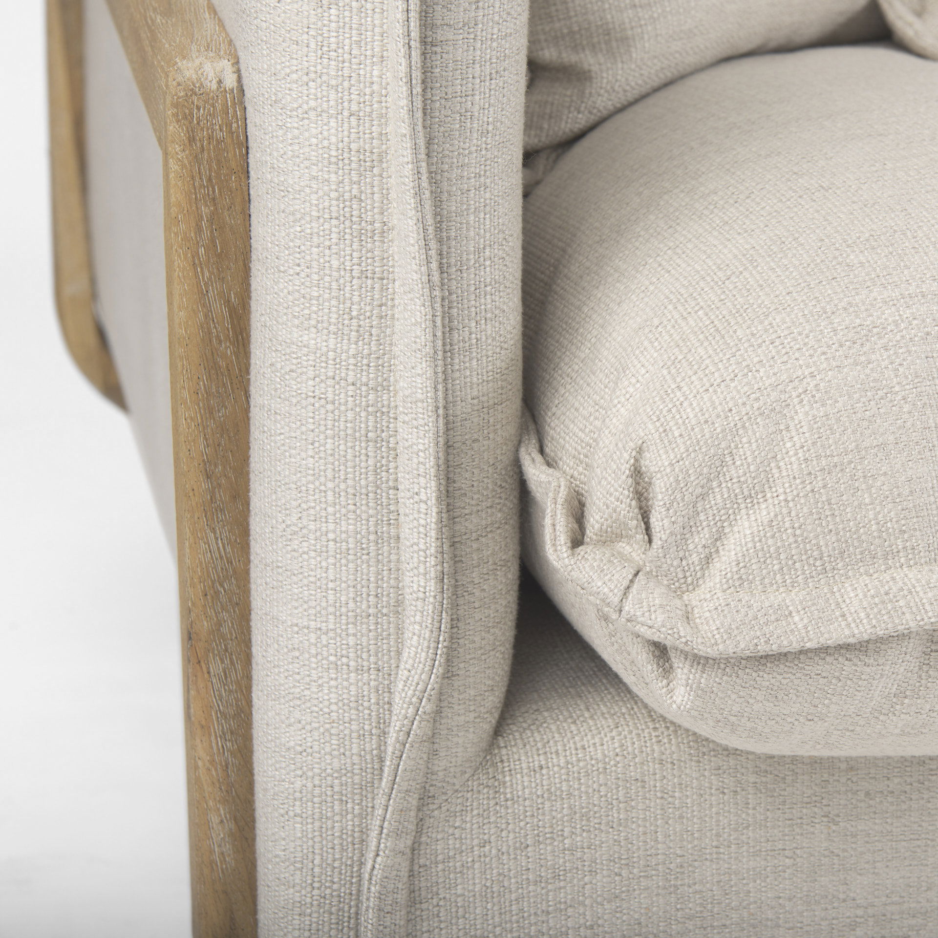 Roy I 84' Beige Upholstered Three Seater Sofa large image 