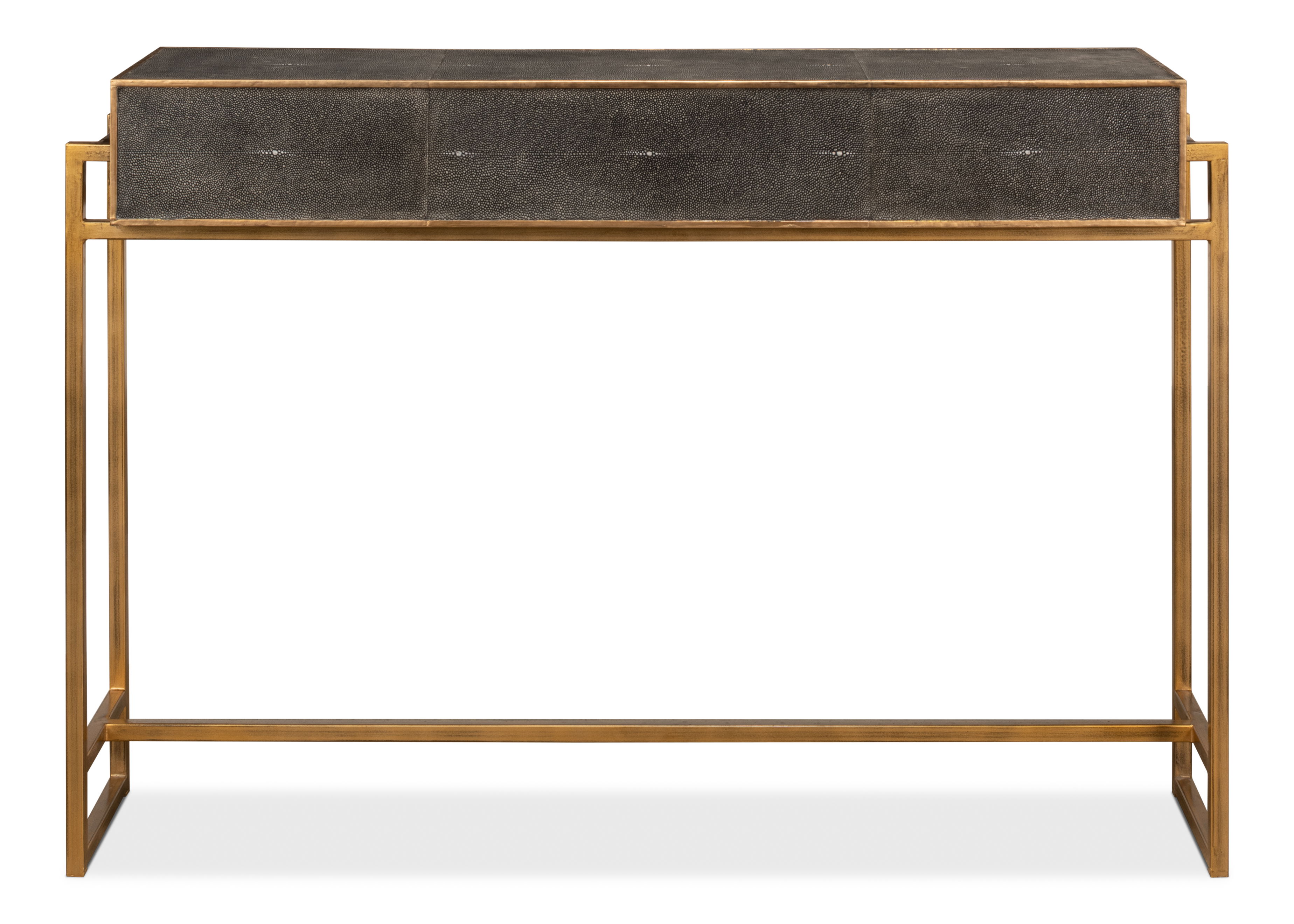Shagreen Gold & Gray Console, Console Table by Sarreid, 49" length x 12" width x 34" height View 3