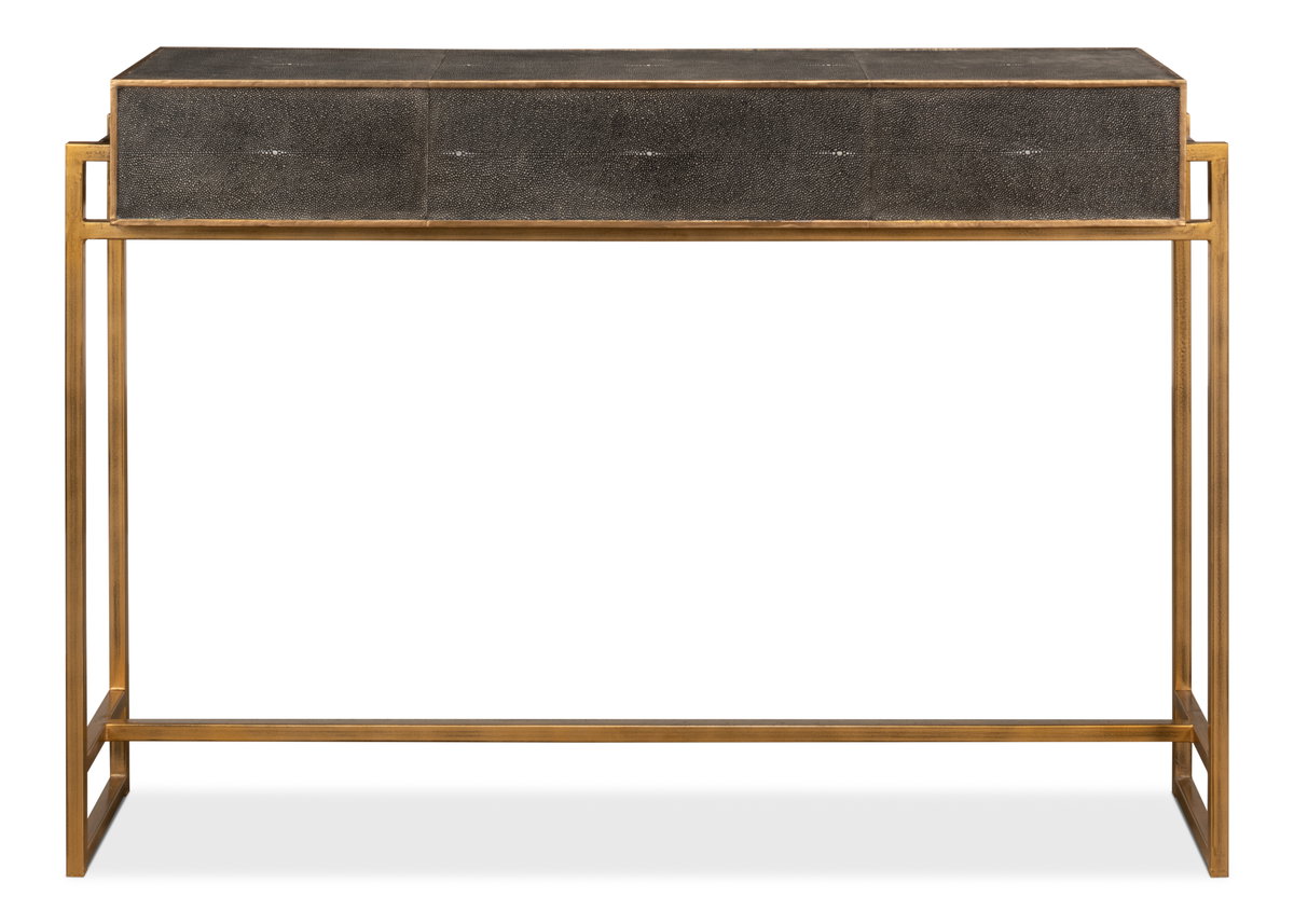 Shagreen Gold & Gray Console, by Sarreid, 1' length x 4'1" width x 2'10" height View 3