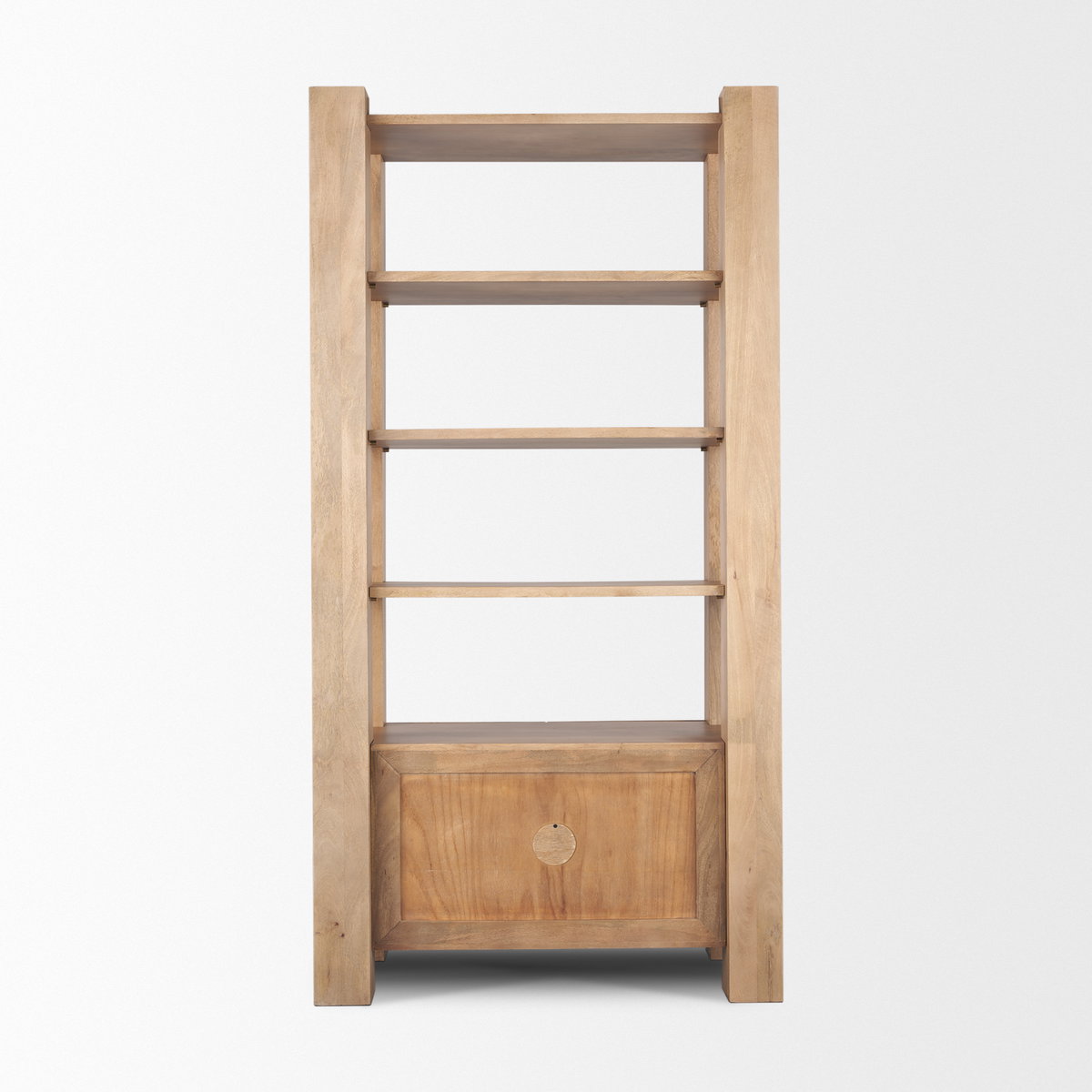 Beth Light Brown Wood with Open and Closed Storage Shelving Unit, Shelving & Bookcase by Mercana, 42" length x 20" width x 82" height View 8