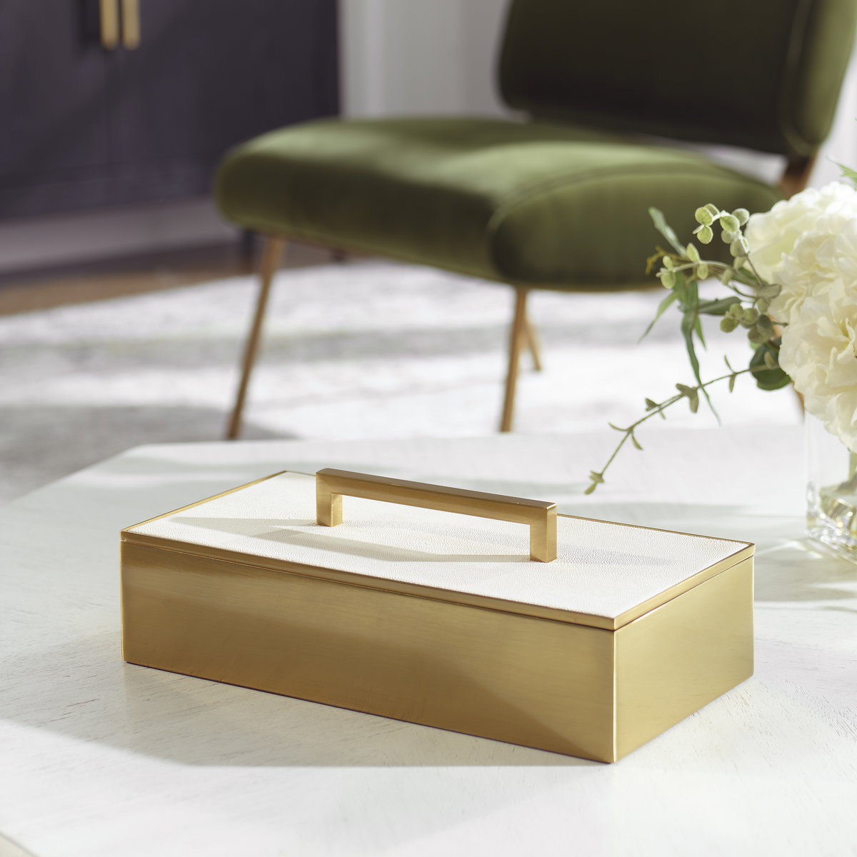 Wessex White Box, Boxe by Uttermost, 14" width x 4.75" height x 7" depth View 2