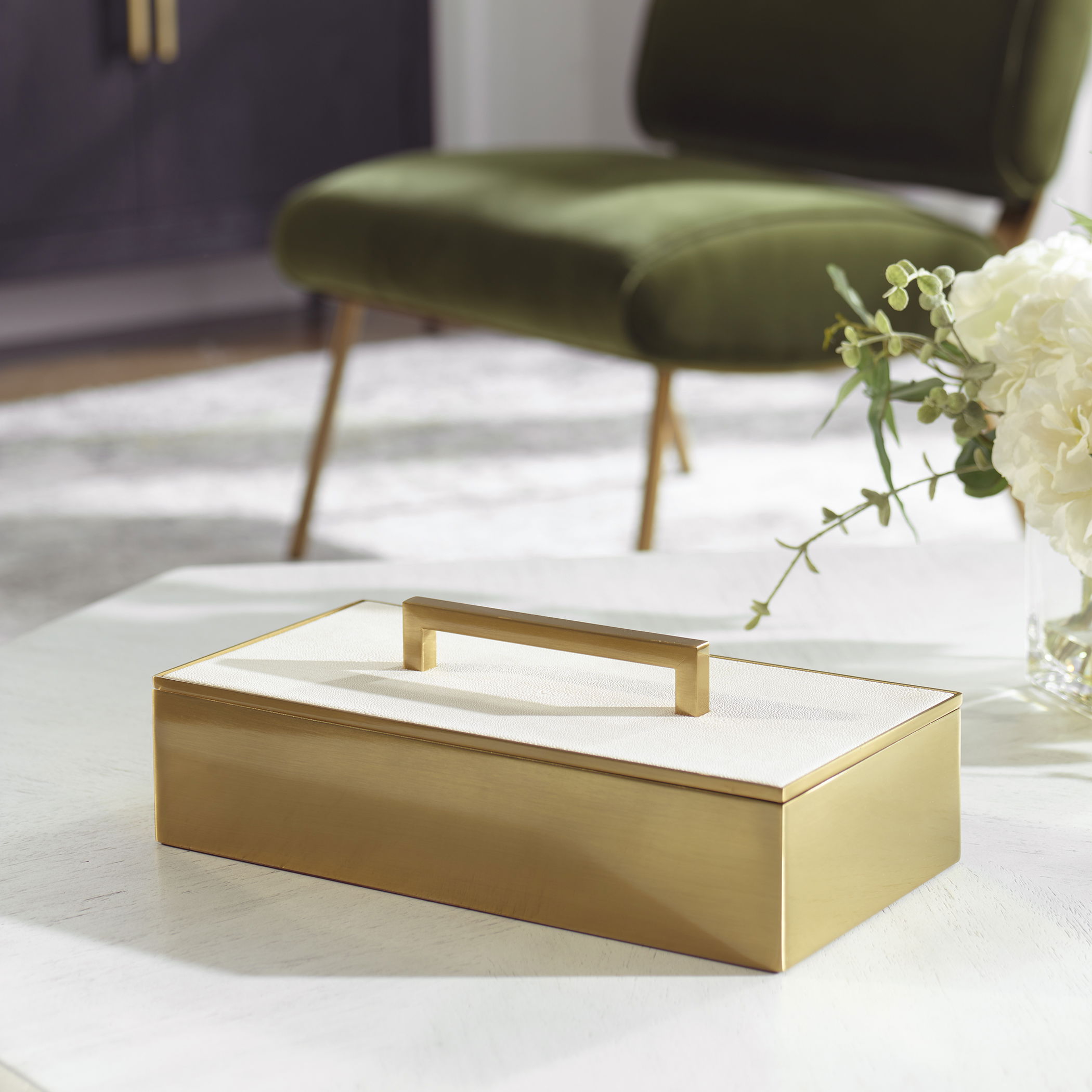 Wessex White Box, Decorative by Uttermost, 14" width x 4.75" height x 7" depth View 2